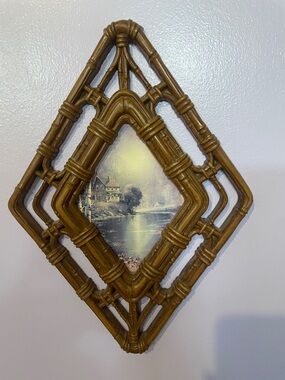Vintage Diamond Rattan Wall Art in Warm Brown